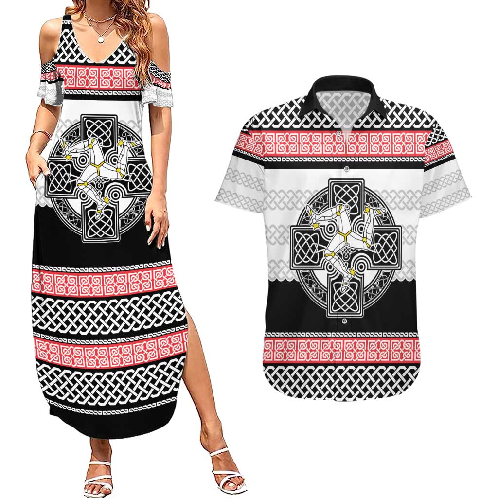 Isle of Man Celtic Knot Couples Matching Summer Maxi Dress and Hawaiian Shirt Celtic Nation Heritage Pride - Wonder Print Shop
