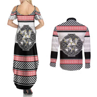 Isle of Man Celtic Knot Couples Matching Summer Maxi Dress and Long Sleeve Button Shirt Celtic Nation Heritage Pride - Wonder Print Shop
