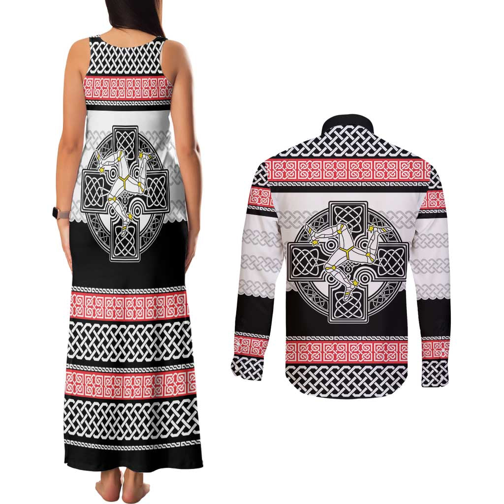 Isle of Man Celtic Knot Couples Matching Tank Maxi Dress and Long Sleeve Button Shirt Celtic Nation Heritage Pride - Wonder Print Shop