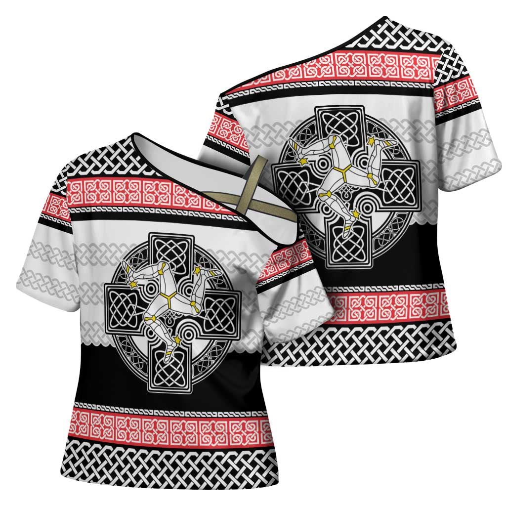 Isle of Man Celtic Knot Cross Shoulder Shirt Celtic Nation Heritage Pride - Wonder Print Shop