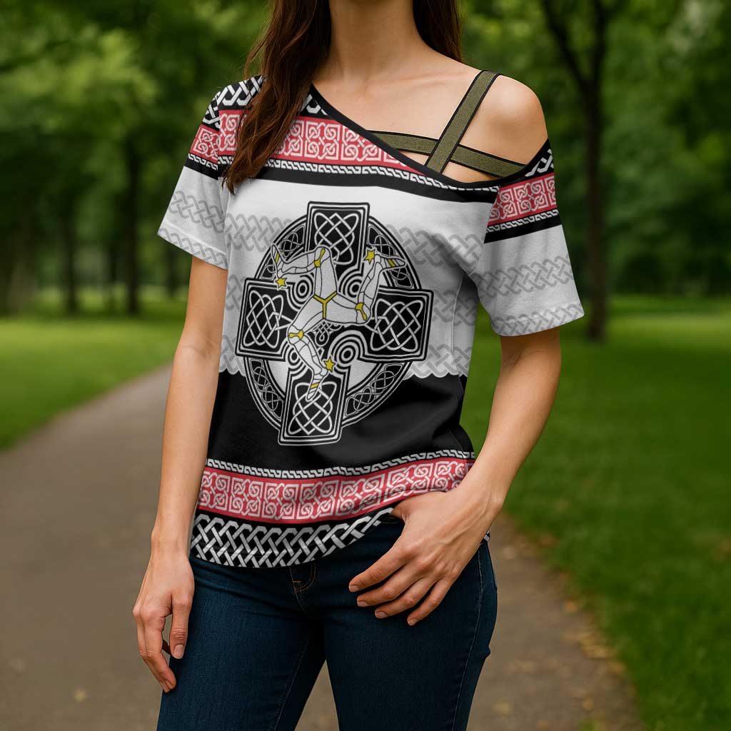 Isle of Man Celtic Knot Cross Shoulder Shirt Celtic Nation Heritage Pride - Wonder Print Shop