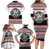 Isle of Man Celtic Knot Family Matching Long Sleeve Bodycon Dress and Hawaiian Shirt Celtic Nation Heritage Pride - Wonder Print Shop