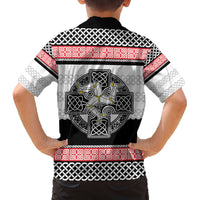 Isle of Man Celtic Knot Family Matching Off The Shoulder Long Sleeve Dress and Hawaiian Shirt Celtic Nation Heritage Pride - Wonder Print Shop