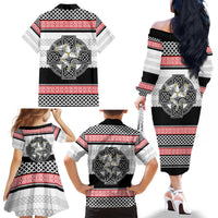 Isle of Man Celtic Knot Family Matching Off The Shoulder Long Sleeve Dress and Hawaiian Shirt Celtic Nation Heritage Pride - Wonder Print Shop