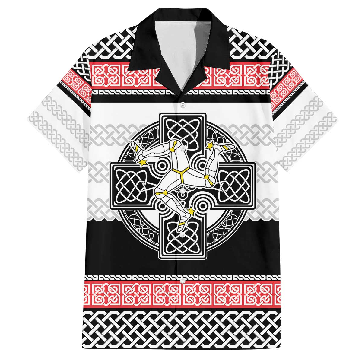 Isle of Man Celtic Knot Family Matching Off The Shoulder Long Sleeve Dress and Hawaiian Shirt Celtic Nation Heritage Pride - Wonder Print Shop