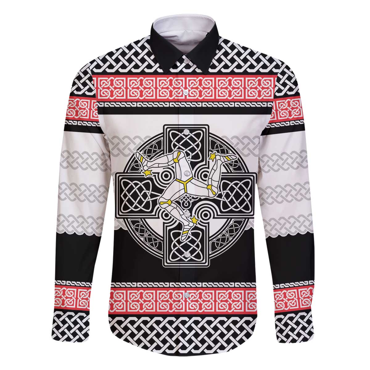 Isle of Man Celtic Knot Family Matching Off The Shoulder Long Sleeve Dress and Hawaiian Shirt Celtic Nation Heritage Pride - Wonder Print Shop