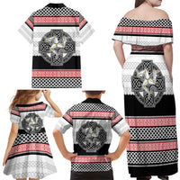 Isle of Man Celtic Knot Family Matching Off Shoulder Maxi Dress and Hawaiian Shirt Celtic Nation Heritage Pride - Wonder Print Shop