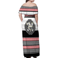 Isle of Man Celtic Knot Family Matching Off Shoulder Maxi Dress and Hawaiian Shirt Celtic Nation Heritage Pride - Wonder Print Shop