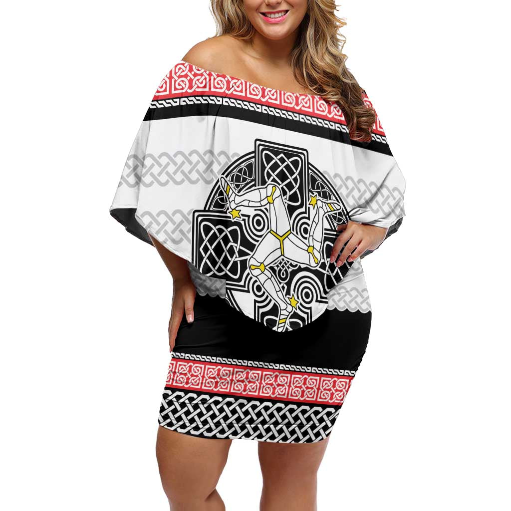 Isle of Man Celtic Knot Family Matching Off Shoulder Short Dress and Hawaiian Shirt Celtic Nation Heritage Pride - Wonder Print Shop