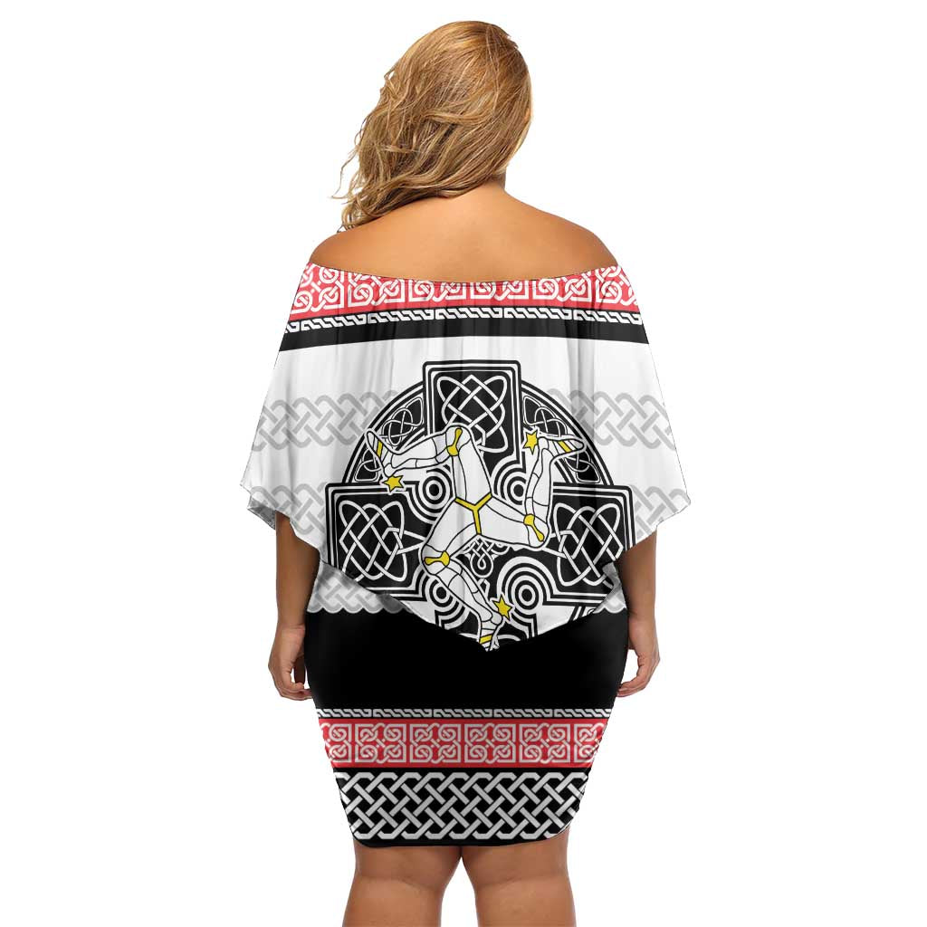 Isle of Man Celtic Knot Family Matching Off Shoulder Short Dress and Hawaiian Shirt Celtic Nation Heritage Pride - Wonder Print Shop