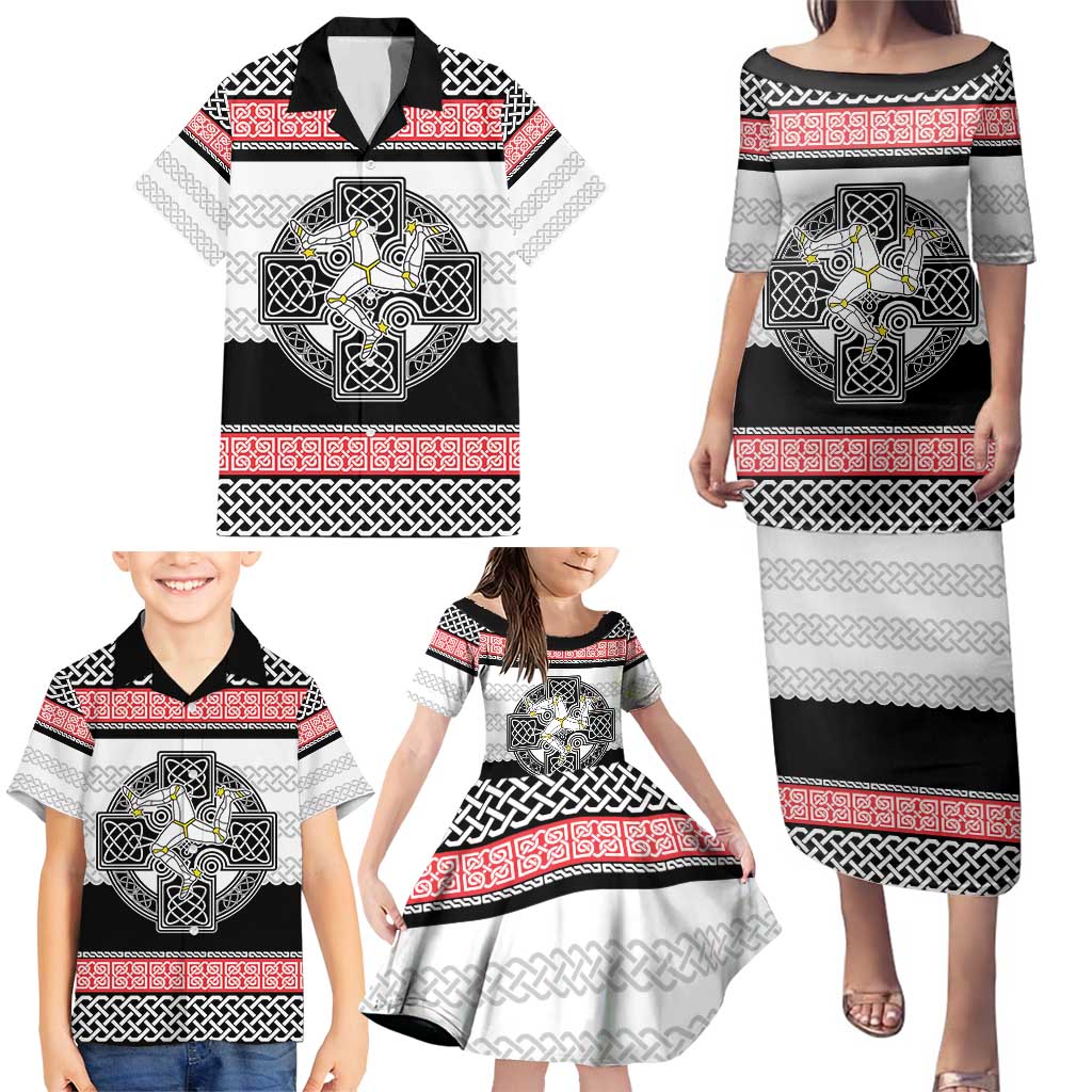 Isle of Man Celtic Knot Family Matching Puletasi and Hawaiian Shirt Celtic Nation Heritage Pride - Wonder Print Shop