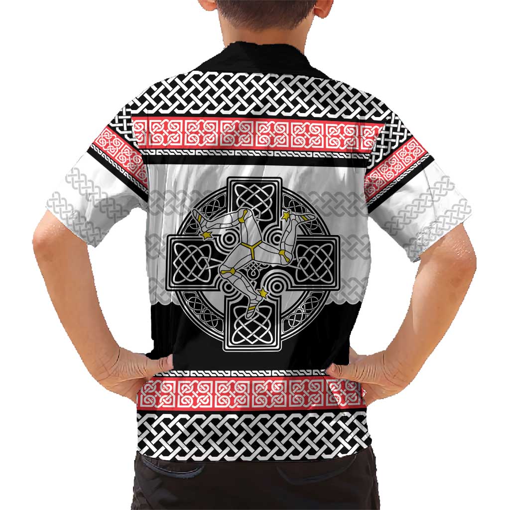 Isle of Man Celtic Knot Family Matching Short Sleeve Bodycon Dress and Hawaiian Shirt Celtic Nation Heritage Pride - Wonder Print Shop