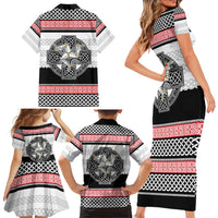 Isle of Man Celtic Knot Family Matching Short Sleeve Bodycon Dress and Hawaiian Shirt Celtic Nation Heritage Pride - Wonder Print Shop