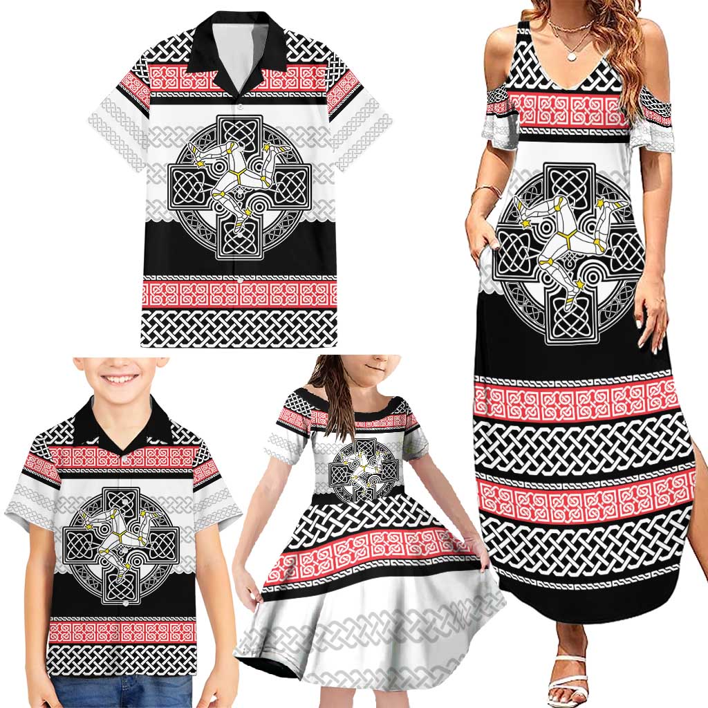 Isle of Man Celtic Knot Family Matching Summer Maxi Dress and Hawaiian Shirt Celtic Nation Heritage Pride - Wonder Print Shop