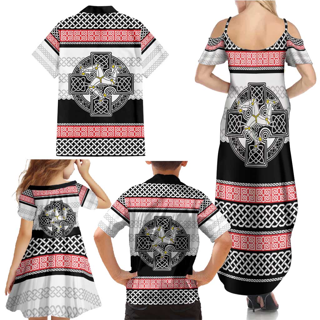 Isle of Man Celtic Knot Family Matching Summer Maxi Dress and Hawaiian Shirt Celtic Nation Heritage Pride - Wonder Print Shop