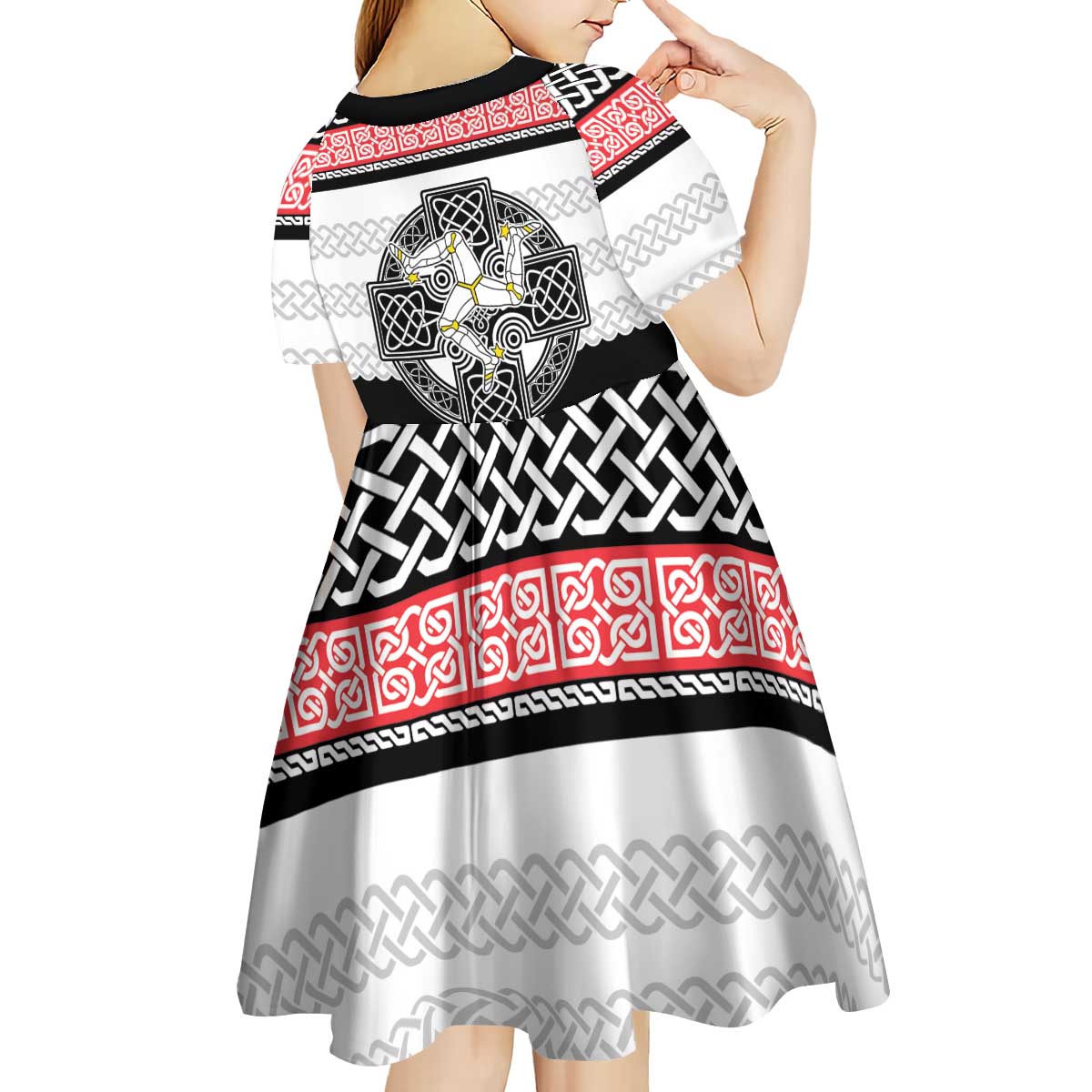 Isle of Man Celtic Knot Kid Short Sleeve Dress Celtic Nation Heritage Pride - Wonder Print Shop