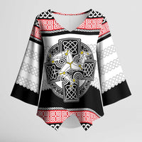 Isle of Man Celtic Knot Kimono Sleeve Blouse Celtic Nation Heritage Pride - Wonder Print Shop