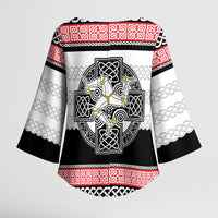 Isle of Man Celtic Knot Kimono Sleeve Blouse Celtic Nation Heritage Pride - Wonder Print Shop