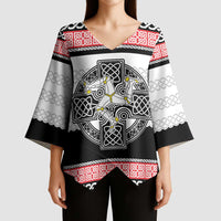 Isle of Man Celtic Knot Kimono Sleeve Blouse Celtic Nation Heritage Pride - Wonder Print Shop
