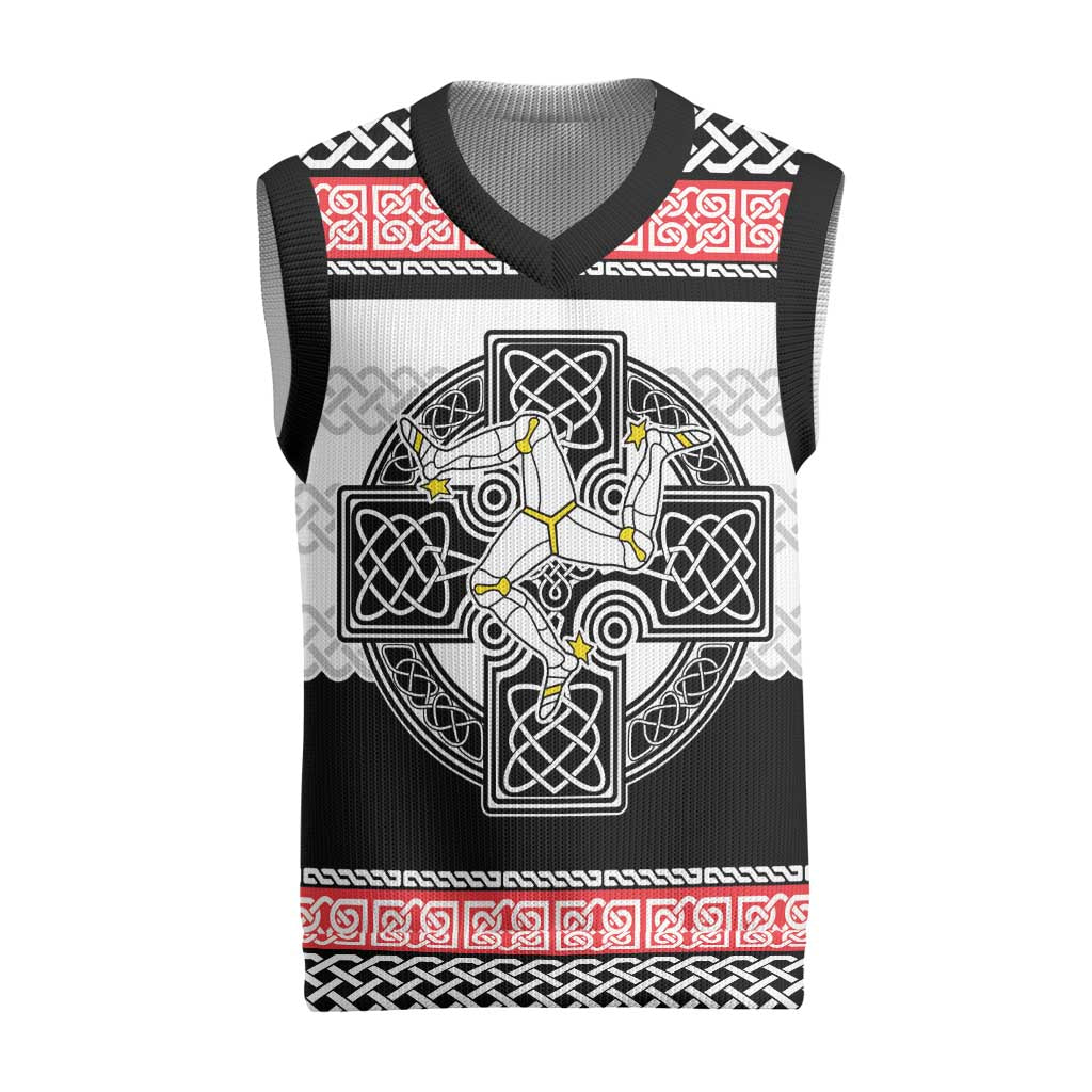 Isle of Man Celtic Knot Christmas Knitted V-Neck Vest Celtic Nation Heritage Pride - Wonder Print Shop