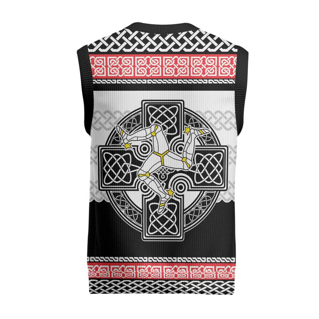 Isle of Man Celtic Knot Christmas Knitted V-Neck Vest Celtic Nation Heritage Pride - Wonder Print Shop