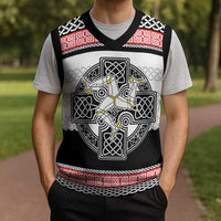 Isle of Man Celtic Knot Christmas Knitted V-Neck Vest Celtic Nation Heritage Pride - Wonder Print Shop