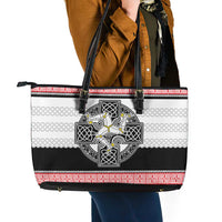 Isle of Man Celtic Knot Leather Tote Bag Celtic Nation Heritage Pride - Wonder Print Shop