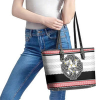 Isle of Man Celtic Knot Leather Tote Bag Celtic Nation Heritage Pride - Wonder Print Shop