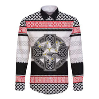 Isle of Man Celtic Knot Long Sleeve Button Shirt Celtic Nation Heritage Pride - Wonder Print Shop