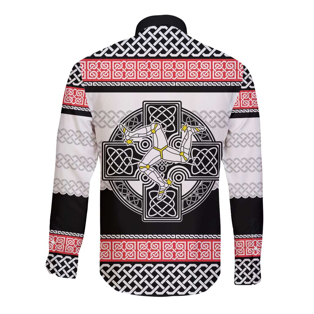 Isle of Man Celtic Knot Long Sleeve Button Shirt Celtic Nation Heritage Pride - Wonder Print Shop