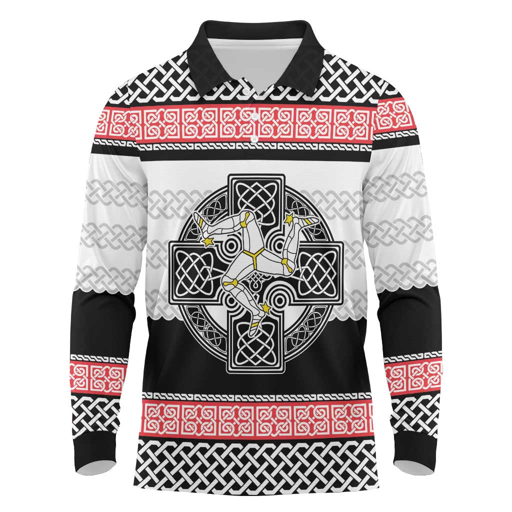 Isle of Man Celtic Knot Long Sleeve Polo Shirt Celtic Nation Heritage Pride - Wonder Print Shop