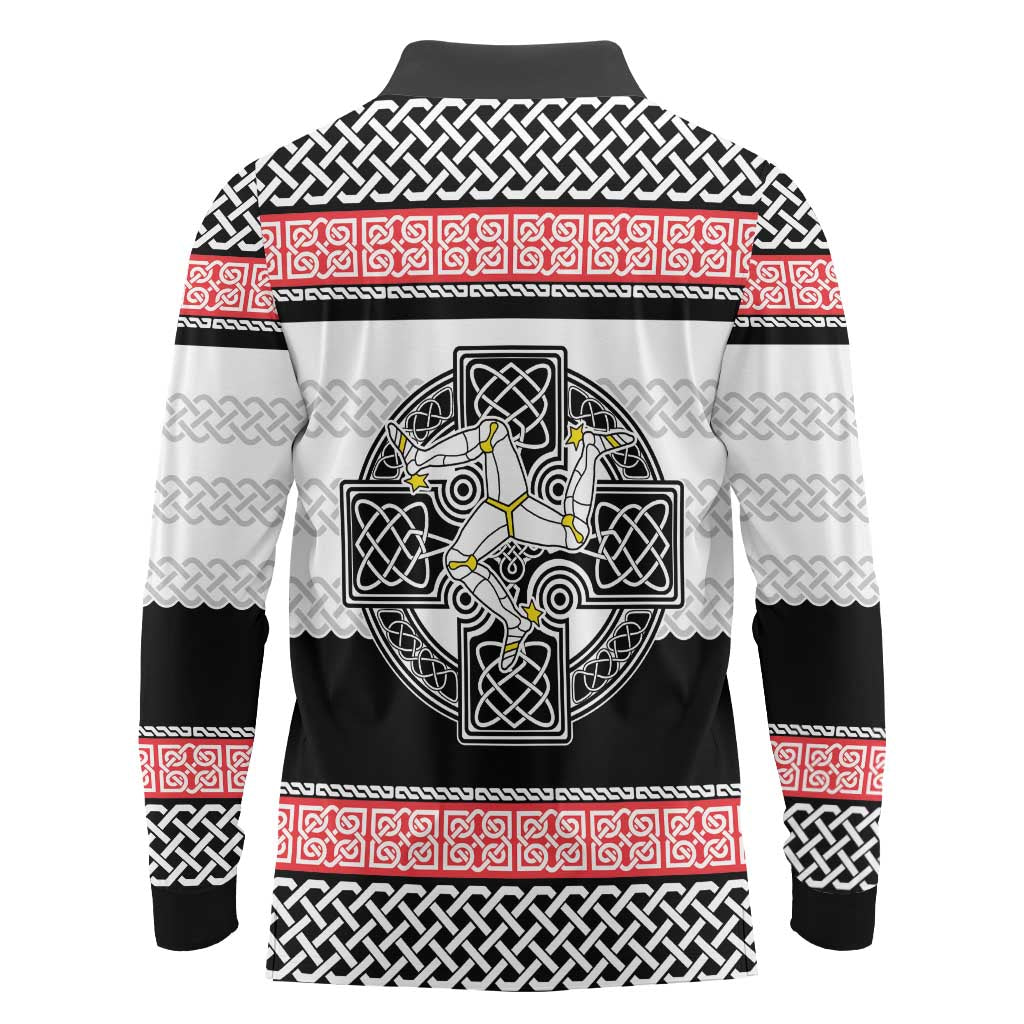 Isle of Man Celtic Knot Long Sleeve Polo Shirt Celtic Nation Heritage Pride - Wonder Print Shop