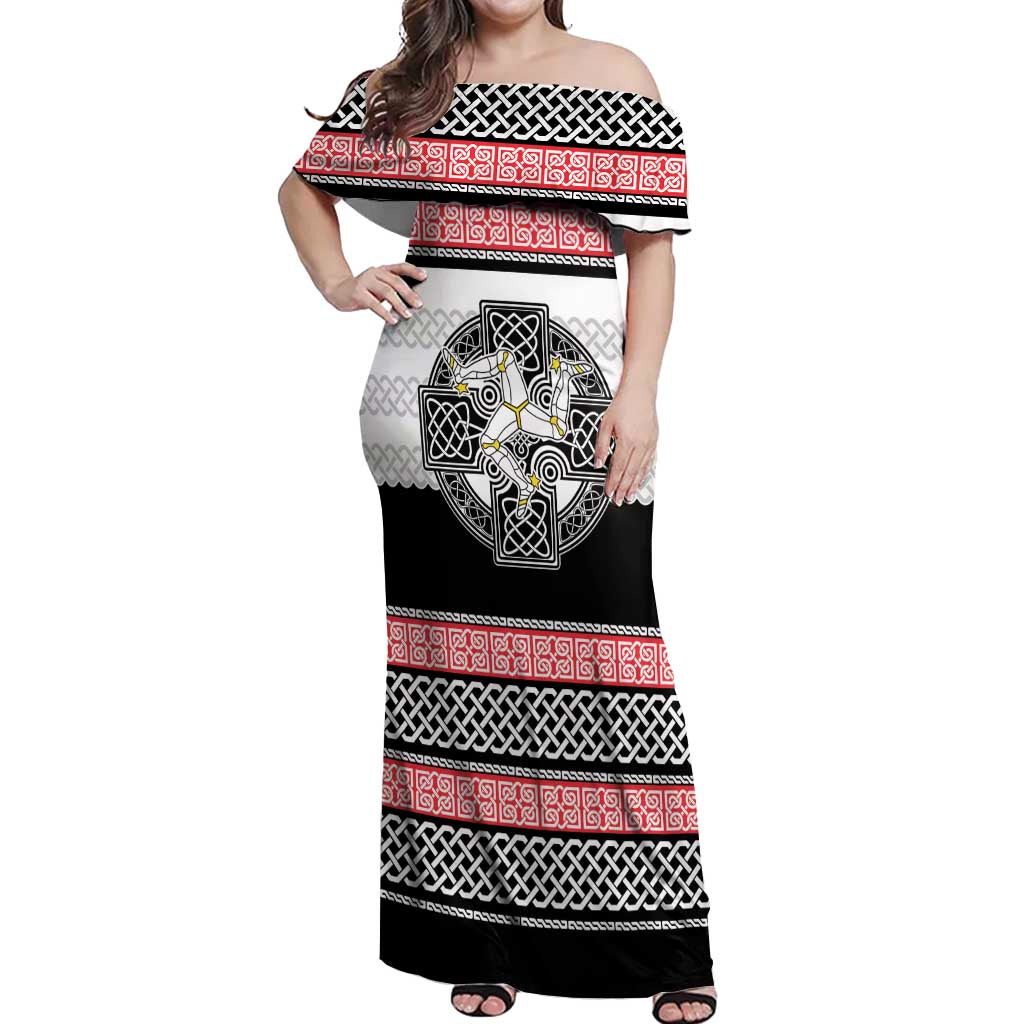 Isle of Man Celtic Knot Off Shoulder Maxi Dress Celtic Nation Heritage Pride - Wonder Print Shop
