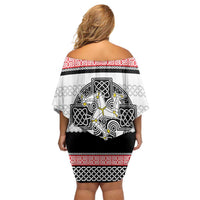 Isle of Man Celtic Knot Off Shoulder Short Dress Celtic Nation Heritage Pride - Wonder Print Shop
