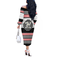 Isle of Man Celtic Knot Off The Shoulder Long Sleeve Dress Celtic Nation Heritage Pride - Wonder Print Shop