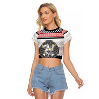 Isle of Man Celtic Knot Raglan Cropped T Shirt Celtic Nation Heritage Pride - Wonder Print Shop