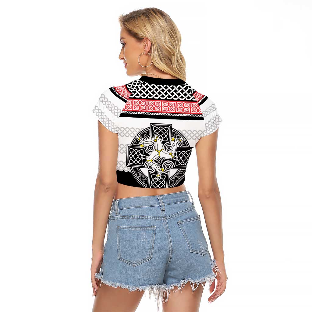 Isle of Man Celtic Knot Raglan Cropped T Shirt Celtic Nation Heritage Pride - Wonder Print Shop