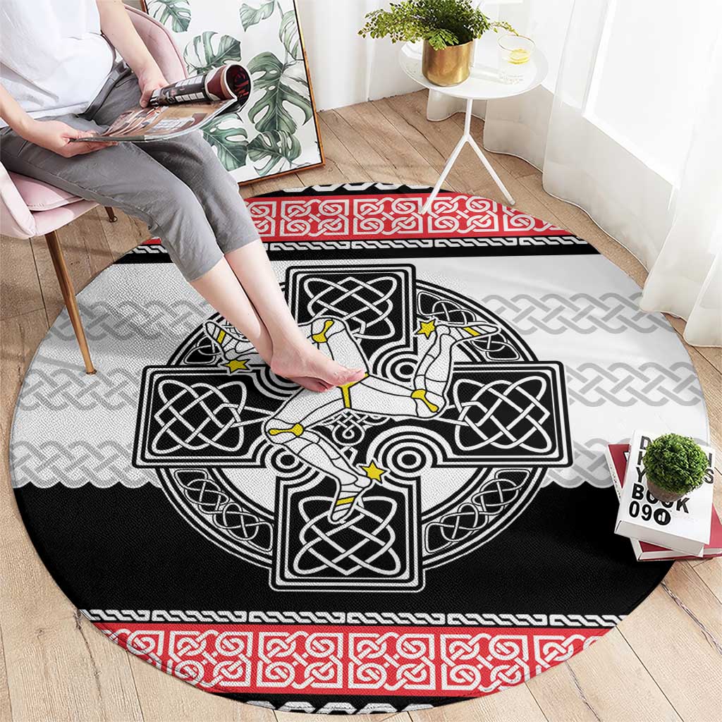 Isle of Man Celtic Knot Round Carpet Celtic Nation Heritage Pride - Wonder Print Shop