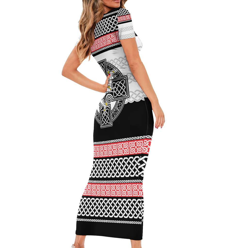 Isle of Man Celtic Knot Short Sleeve Bodycon Dress Celtic Nation Heritage Pride - Wonder Print Shop