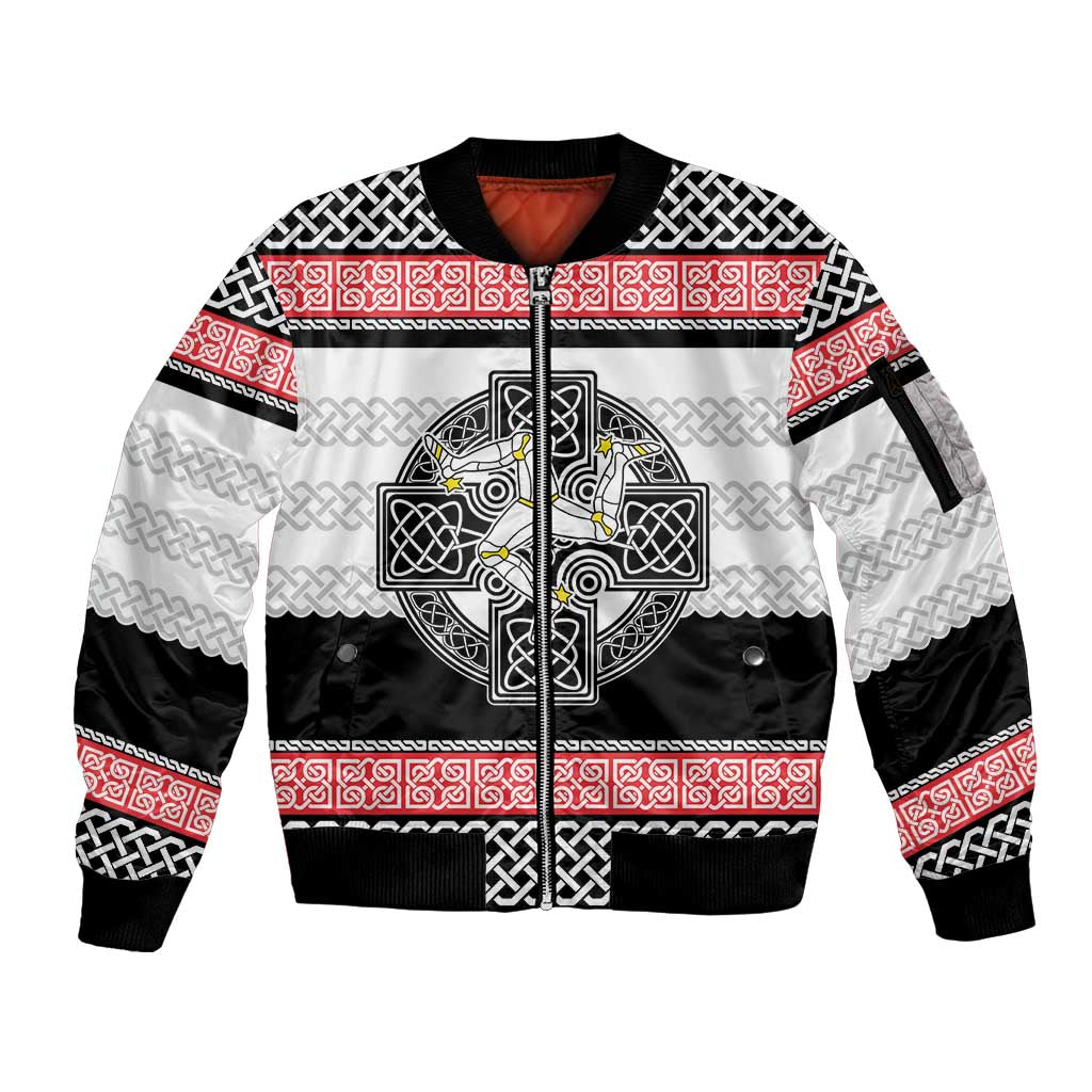 Isle of Man Celtic Knot Sleeve Zip Bomber Jacket Celtic Nation Heritage Pride - Wonder Print Shop
