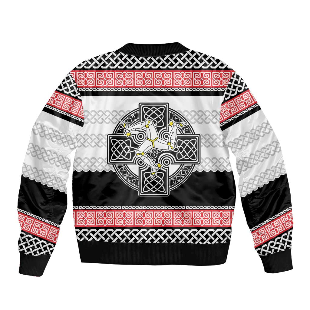 Isle of Man Celtic Knot Sleeve Zip Bomber Jacket Celtic Nation Heritage Pride - Wonder Print Shop
