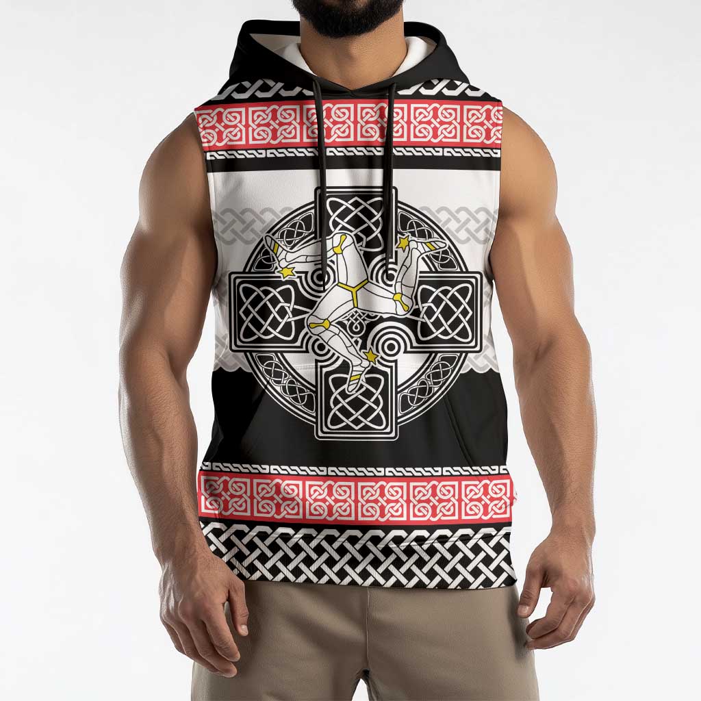 Isle of Man Celtic Knot Sleeveless Hoodie Celtic Nation Heritage Pride - Wonder Print Shop