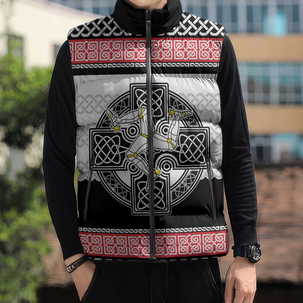 Isle of Man Celtic Knot Sleeveless Puffer Jacket Celtic Nation Heritage Pride - Wonder Print Shop