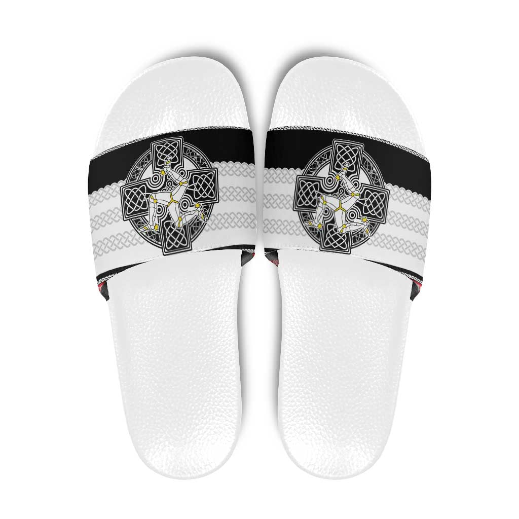 Isle of Man Celtic Knot Slide Sandals Celtic Nation Heritage Pride - Wonder Print Shop