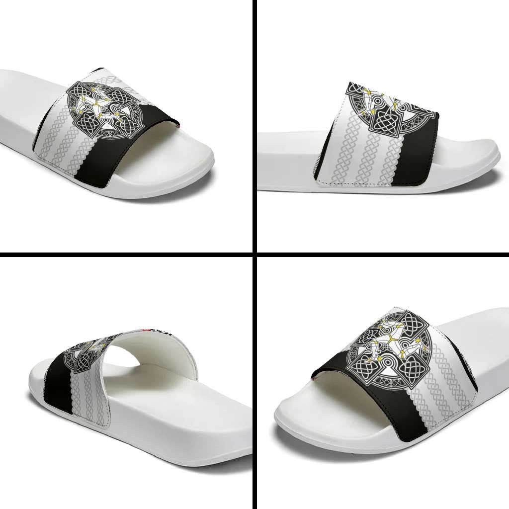 Isle of Man Celtic Knot Slide Sandals Celtic Nation Heritage Pride - Wonder Print Shop