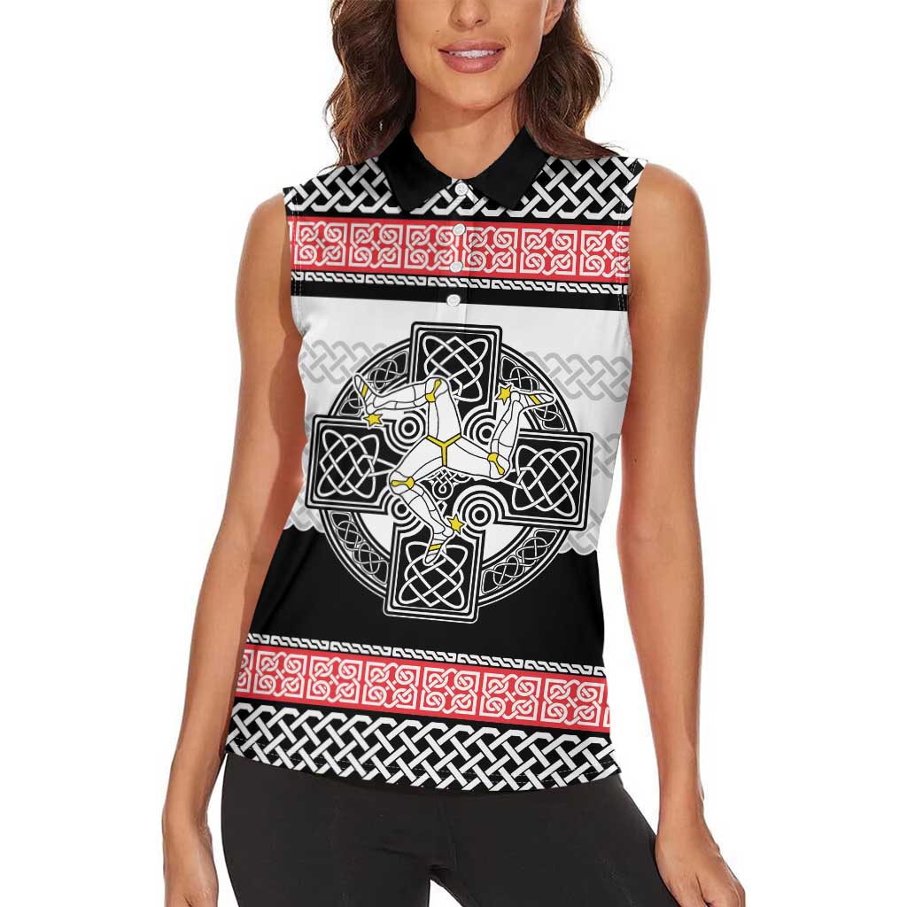 Isle of Man Celtic Knot Women Sleeveless Polo Shirt Celtic Nation Heritage Pride - Wonder Print Shop