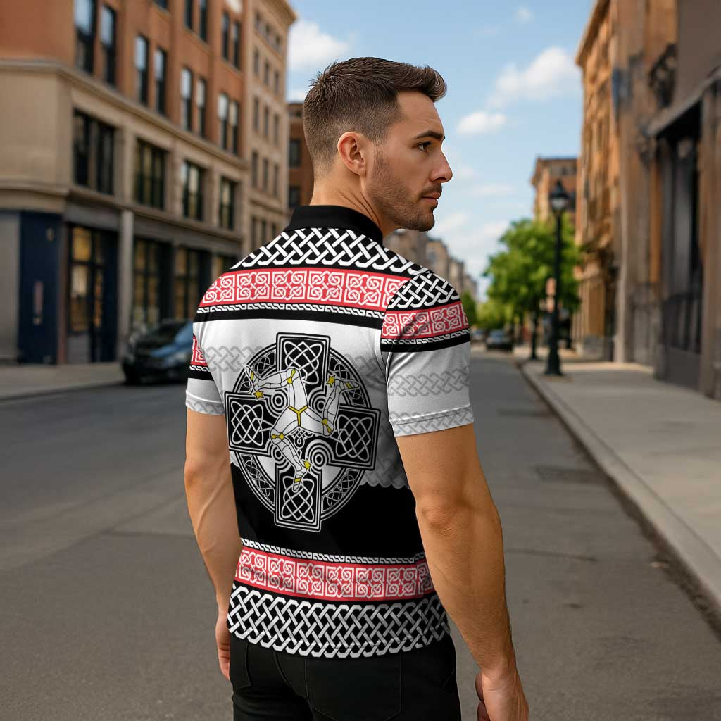 Isle of Man Celtic Knot Zipper Polo Shirt Celtic Nation Heritage Pride - Wonder Print Shop