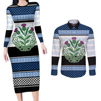 Scotland Celtic Knot Couples Matching Long Sleeve Bodycon Dress and Long Sleeve Button Shirt Celtic Nation Heritage Pride - Wonder Print Shop