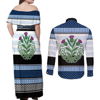 Scotland Celtic Knot Couples Matching Off Shoulder Maxi Dress and Long Sleeve Button Shirt Celtic Nation Heritage Pride - Wonder Print Shop