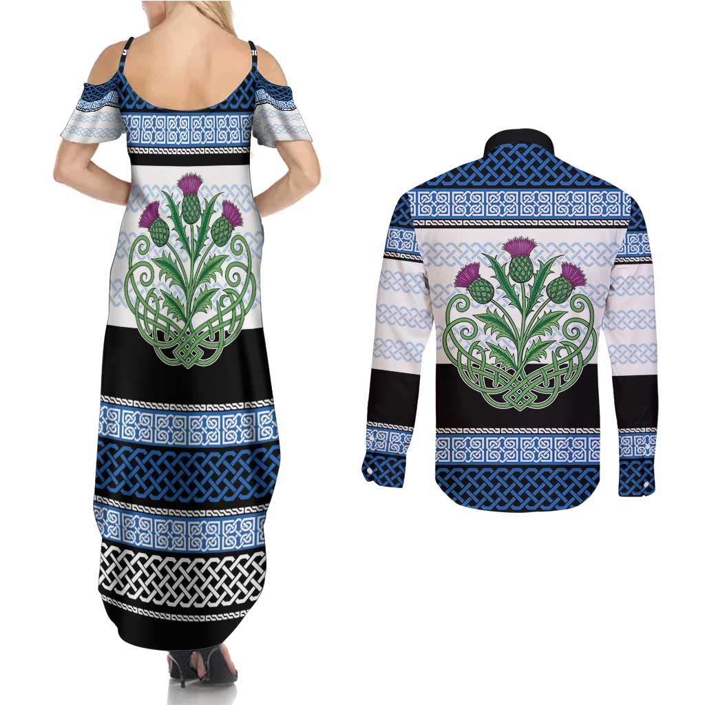 Scotland Celtic Knot Couples Matching Summer Maxi Dress and Long Sleeve Button Shirt Celtic Nation Heritage Pride - Wonder Print Shop